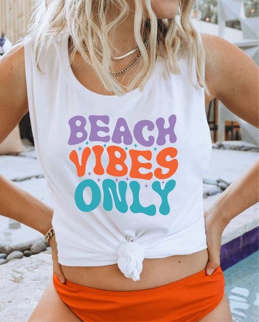 Beach Vibes Only Graphic Print Muscle Tank