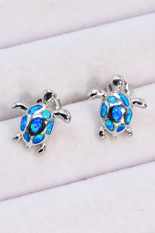 Blue Turtle Platinum-Plated Stud Earrings