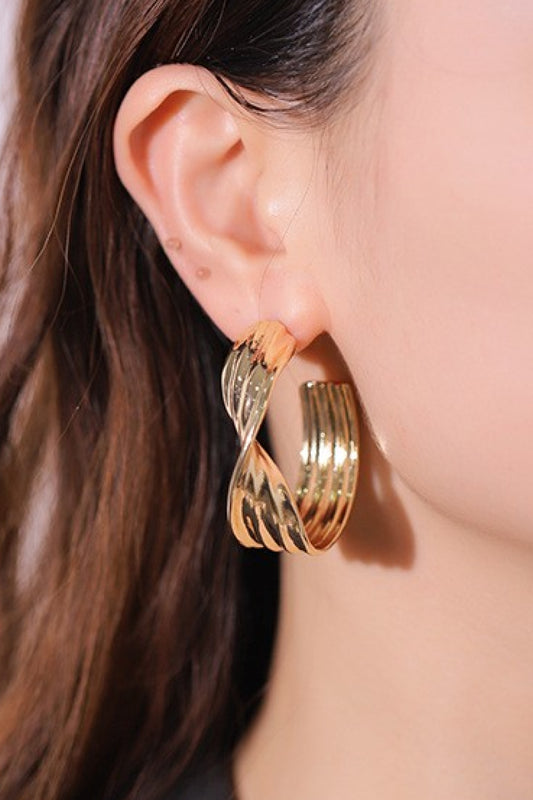Twisted C-Hoop 18K Gold Plated Earrings