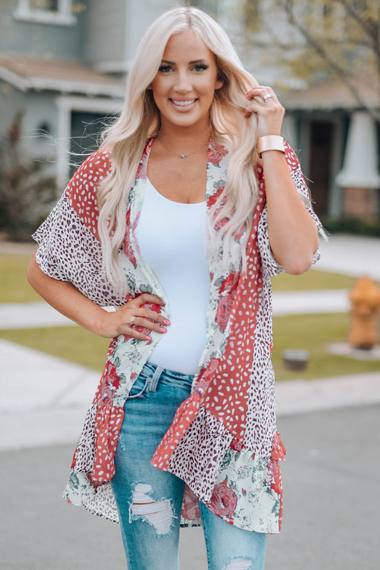 Mixed Print Ruffle Cover-up